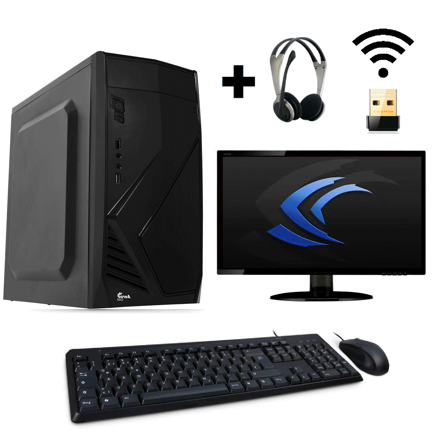 PC Komplett-Set AMD 2x 1,4 Ghz Radeon R2 8GB 256 GB SSD 23,6" (59,9cm) LED Win10