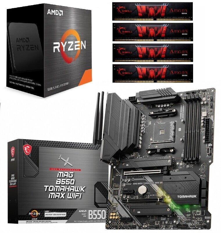 AMD Ryzen CPU mit MSI B550 Gaming GEN3, Tomahawk Wifi, Ram bis 64GB Bundle Kit